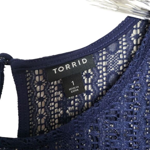 NEW Torrid Midi Jersey Trapeze Sleeveless Asymmetrical Hem Blue Dress Size 1X - Picture 9 of 10